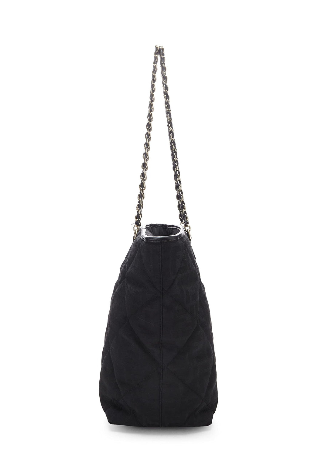 Fendi,  Black Quilted Canvas Chain Tote, Black