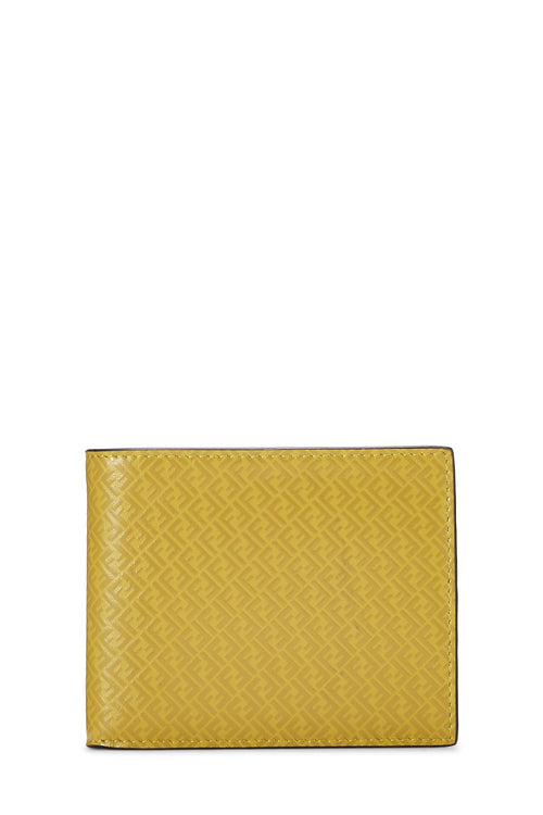 Fendi,  Yellow Zucchino Leather Bi-fold Wallet, Yellow