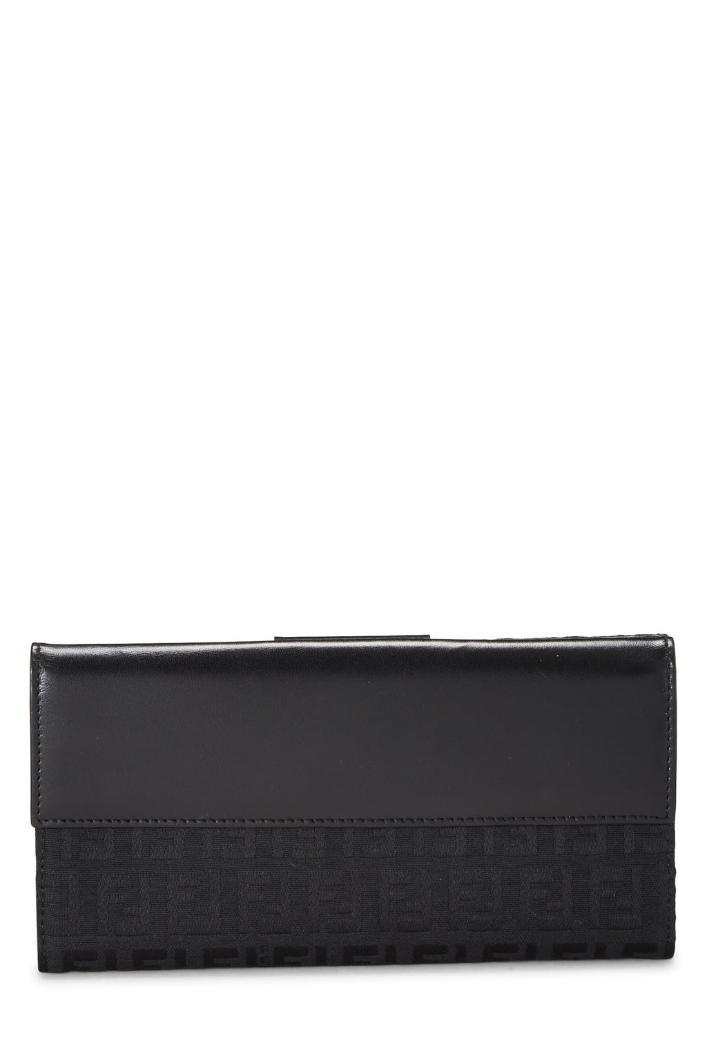 Fendi,  Black Zucchino Canvas Long Wallet, Black