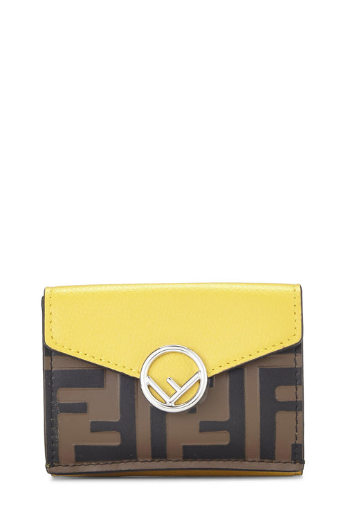 Fendi,  Yellow Leather 'F is Fendi' Compact Wallet, Yellow