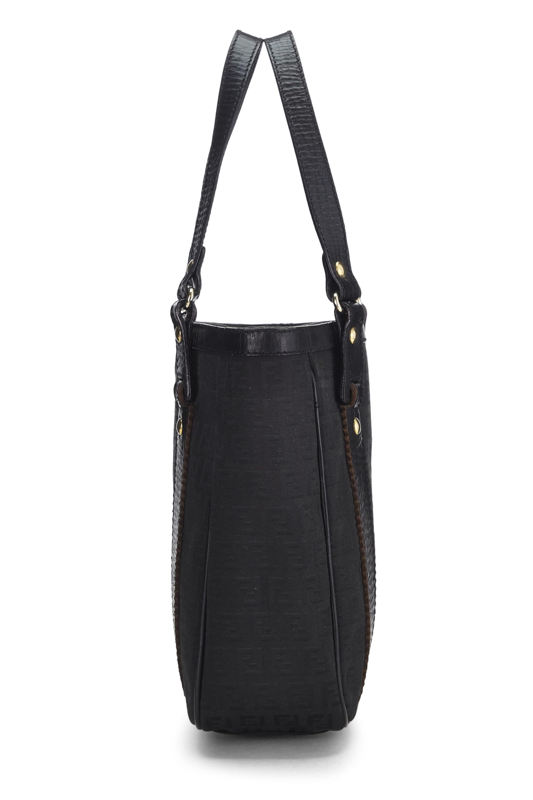 Fendi,  Black Zucchino Canvas Tote Small, Black