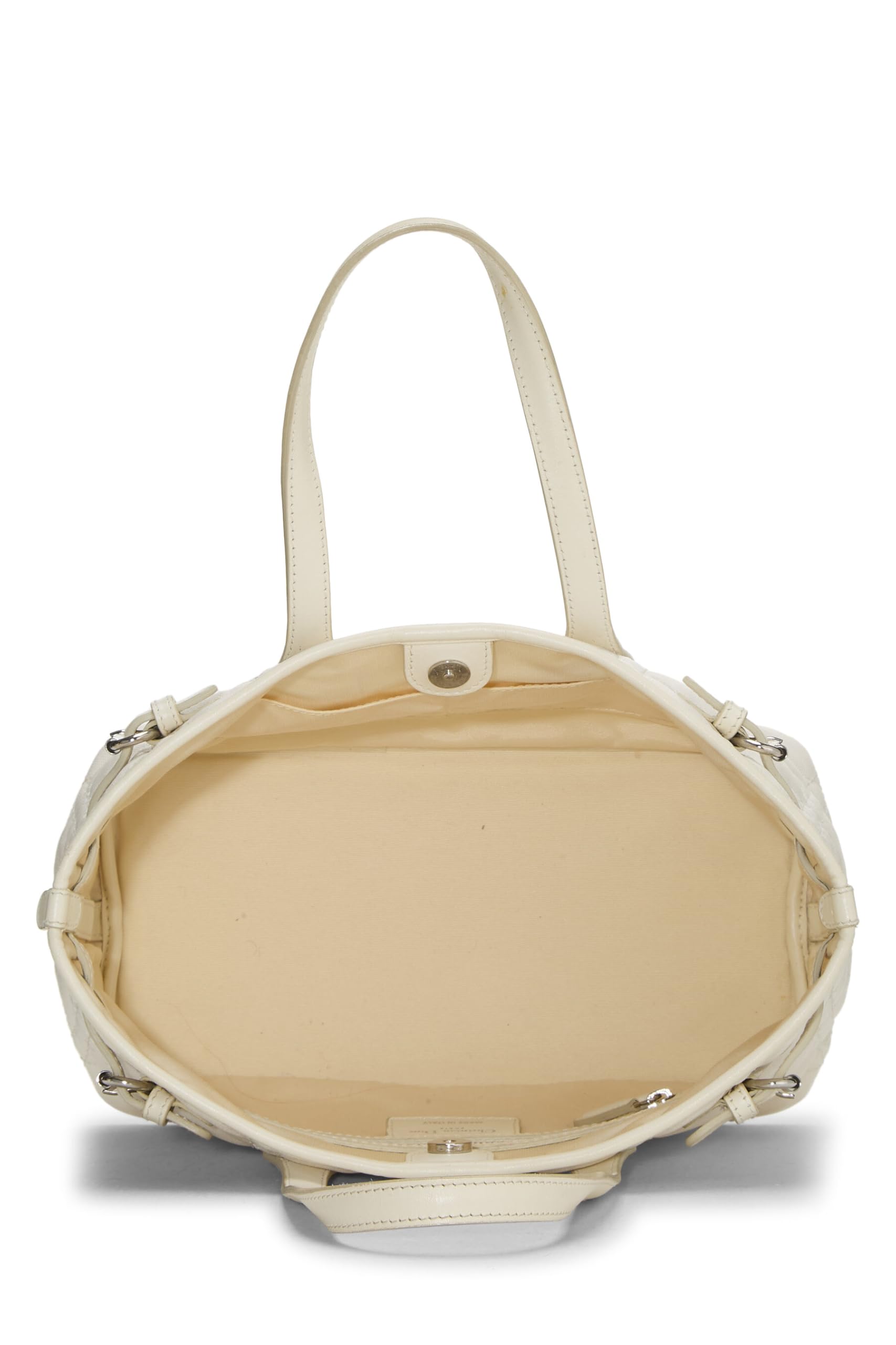 Dior,  White Cannage Coated Canvas Panarea Tote Small, White