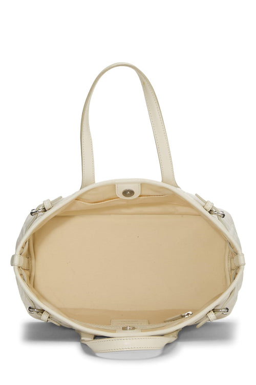 Dior,  White Cannage Coated Canvas Panarea Tote Small, White