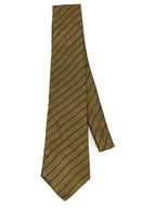 100 silk olive green striped pattern tie Dior