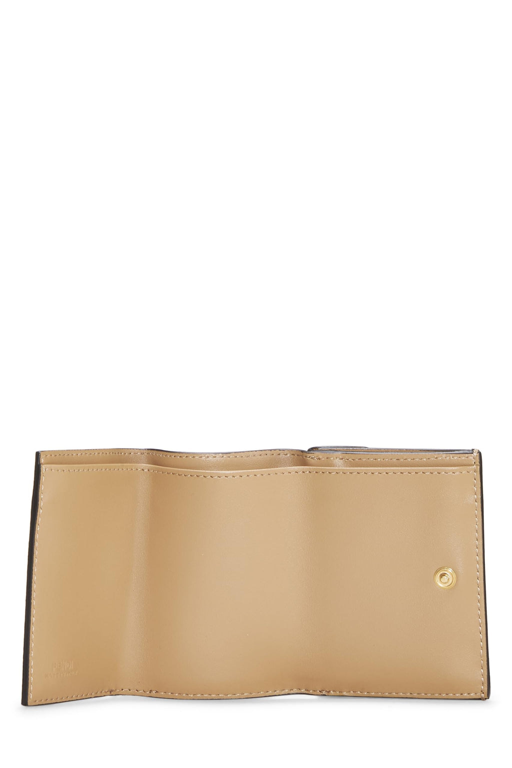 Fendi,  Beige Leather 'F is Fendi' Compact Wallet, Beige