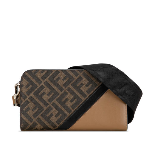 Fendi Zucca FF Logo Cross Body Bag 7M0346 Brown Black PVC Leather  Fendi