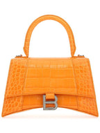 Balenciaga Hourglass Crocker Print Leather Tote Bag Orange