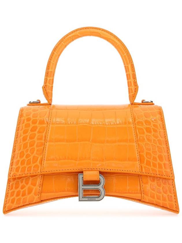 Balenciaga Hourglass Crocker Print Leather Tote Bag Orange