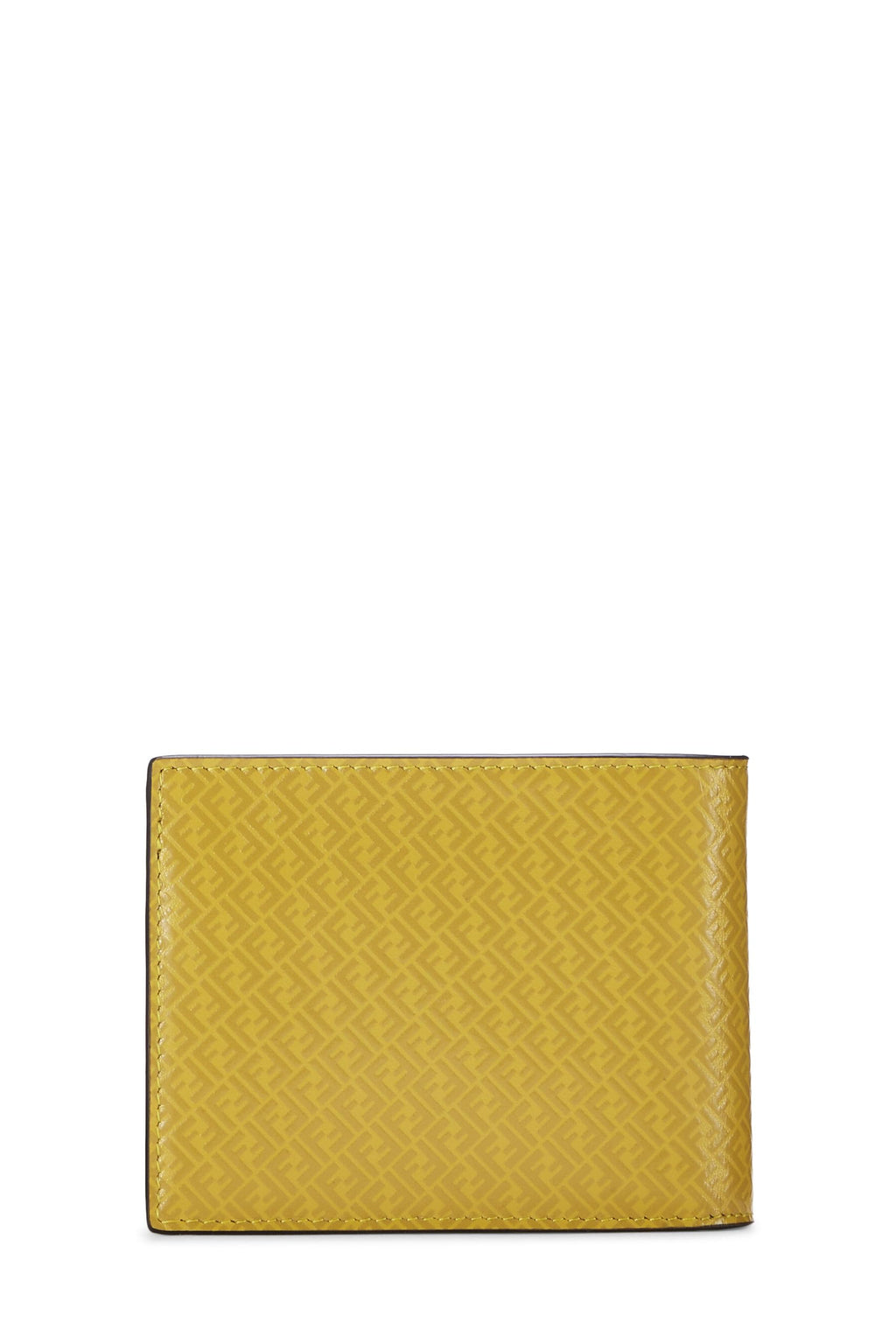 Fendi,  Yellow Zucchino Leather Bi-fold Wallet, Yellow