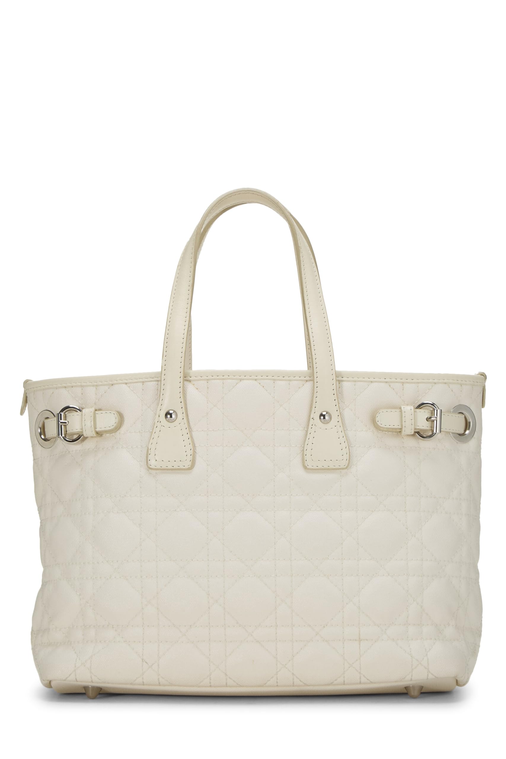 Dior,  White Cannage Coated Canvas Panarea Tote Small, White