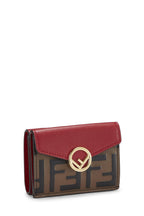 Fendi,  Red Leather 'FF' Compact Wallet, Red