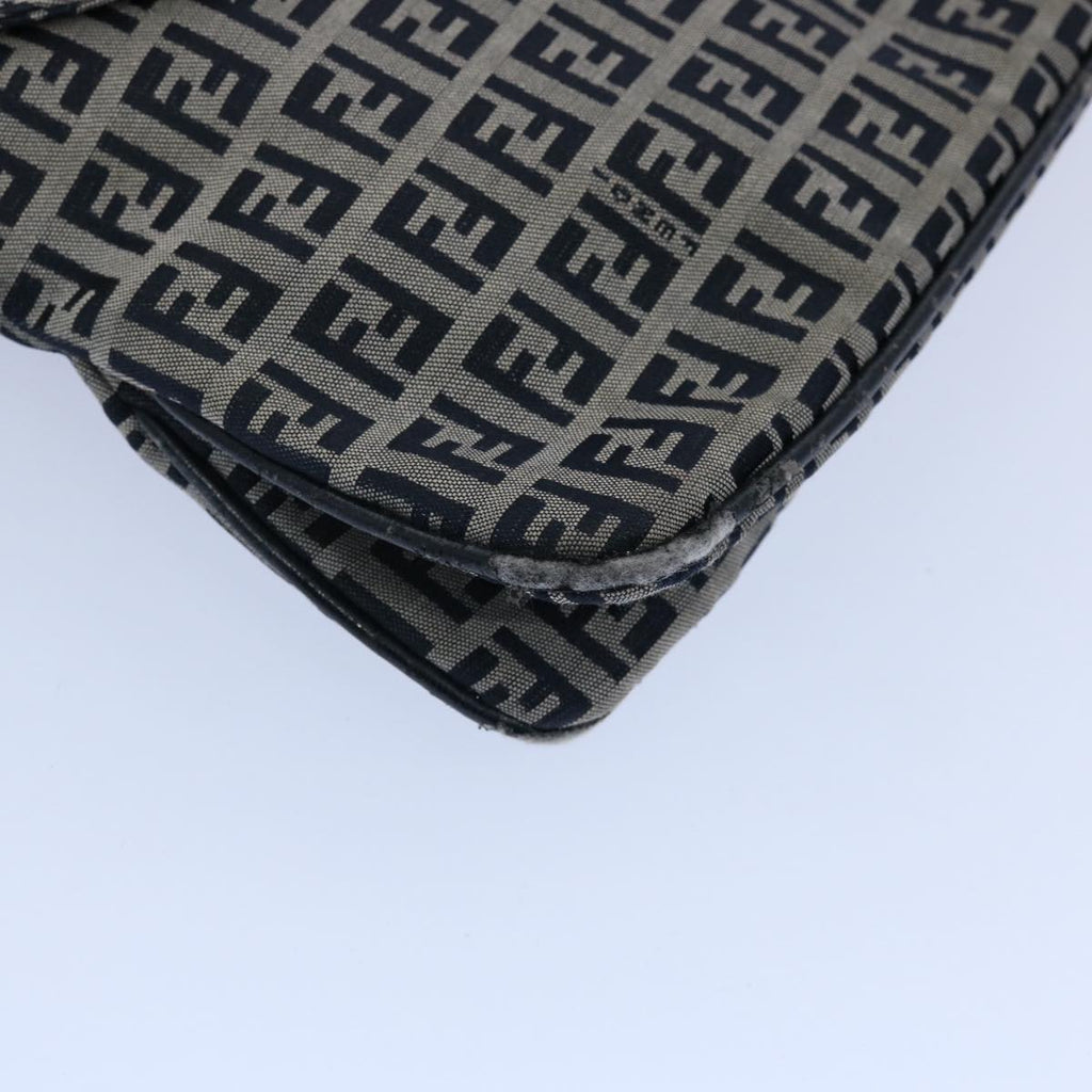 FENDI Zucchino Canvas Mamma Baguette Shoulder Bag Navy62112