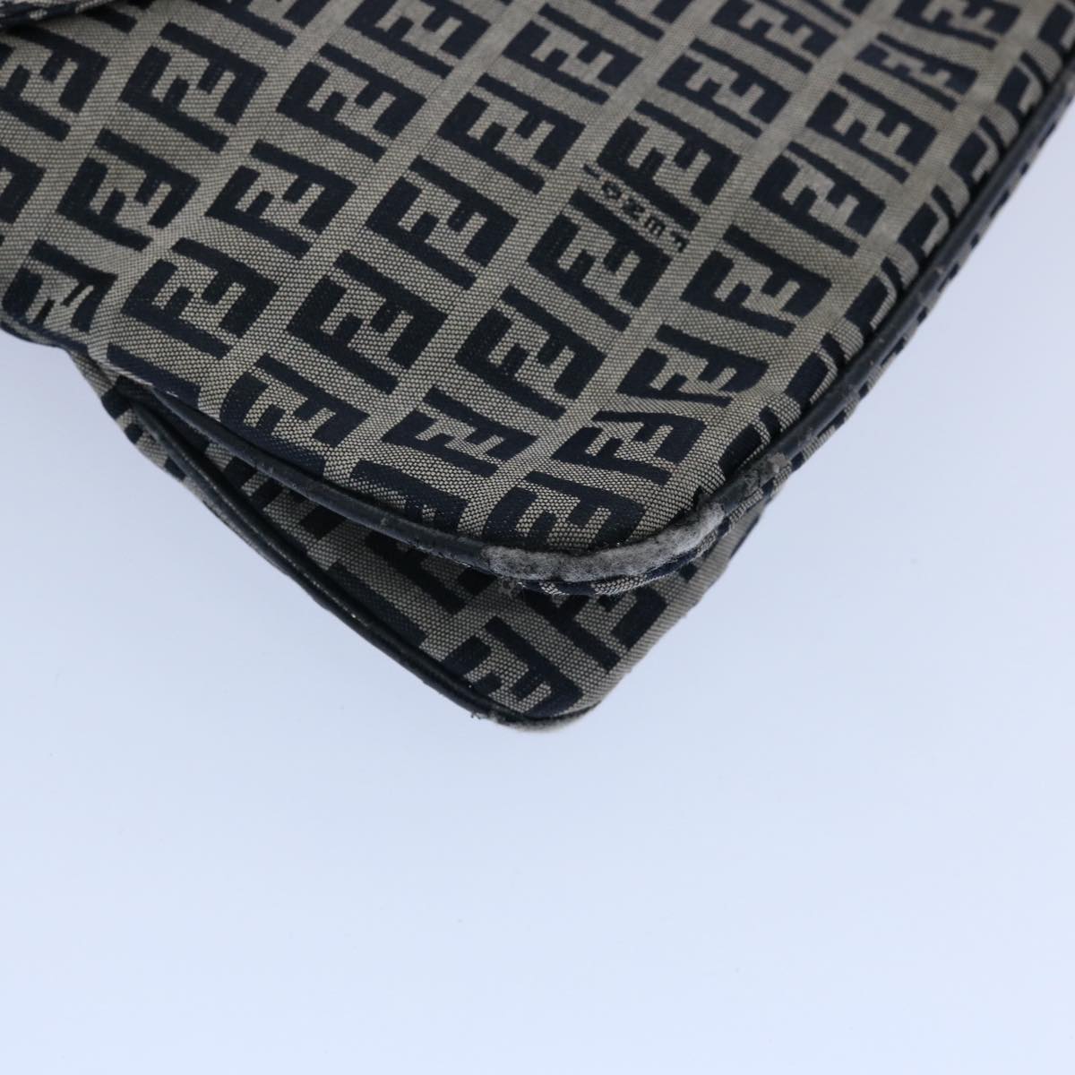 FENDI Zucchino Canvas Mamma Baguette Shoulder Bag Navy62112