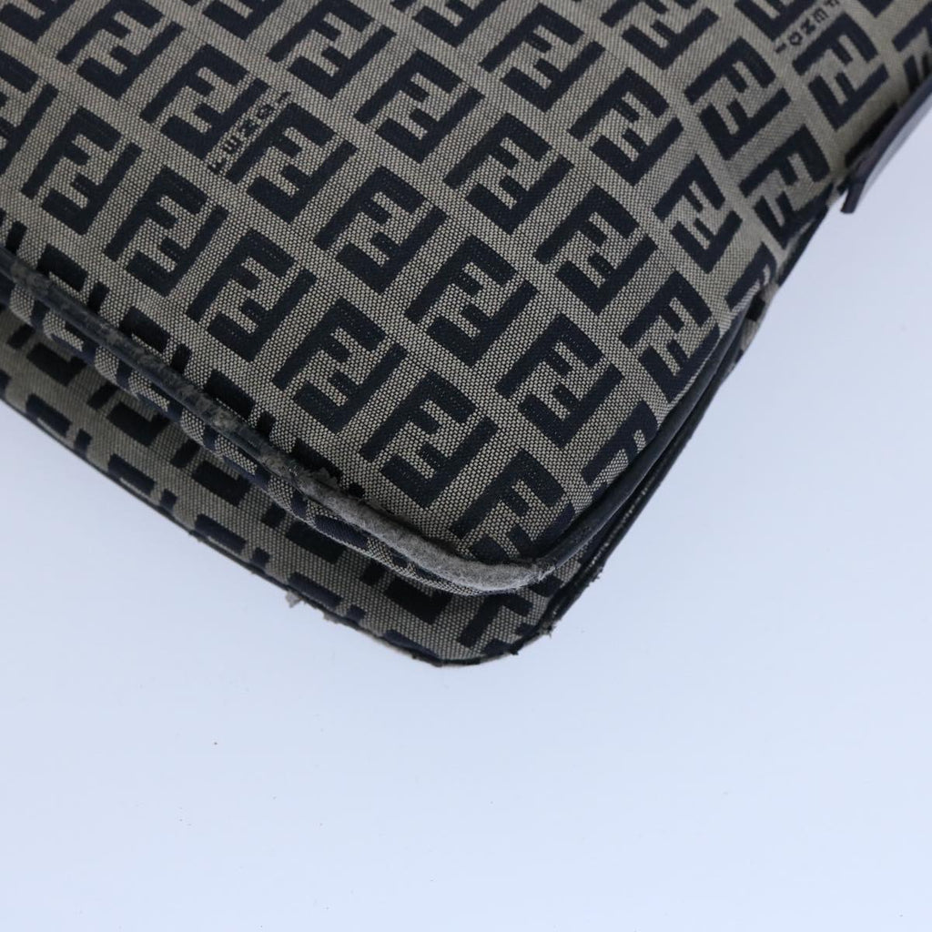 FENDI Zucchino Canvas Mamma Baguette Shoulder Bag Navy62112
