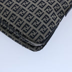 FENDI Zucchino Canvas Mamma Baguette Shoulder Bag Navy62112