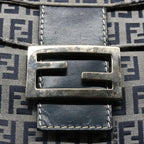 FENDI Zucchino Canvas Mamma Baguette Shoulder Bag Navy62112