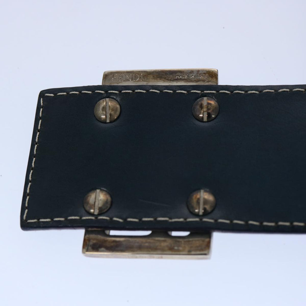 FENDI Zucchino Canvas Mamma Baguette Shoulder Bag Navy62112