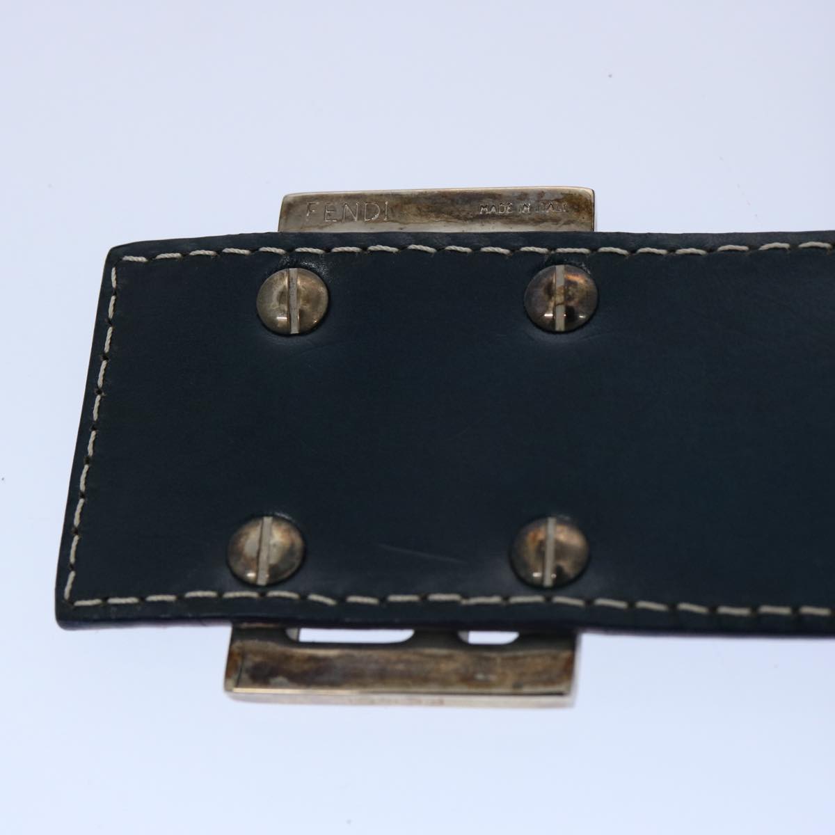 FENDI Zucchino Canvas Mamma Baguette Shoulder Bag Navy62112