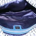 FENDI Zucchino Canvas Mamma Baguette Shoulder Bag Navy62112