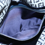 FENDI Zucchino Canvas Mamma Baguette Shoulder Bag Navy62112
