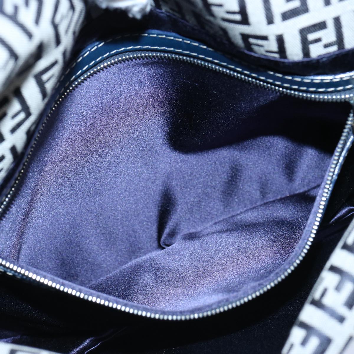 FENDI Zucchino Canvas Mamma Baguette Shoulder Bag Navy62112