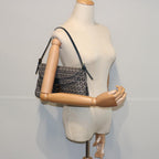FENDI Zucchino Canvas Mamma Baguette Shoulder Bag Navy62112