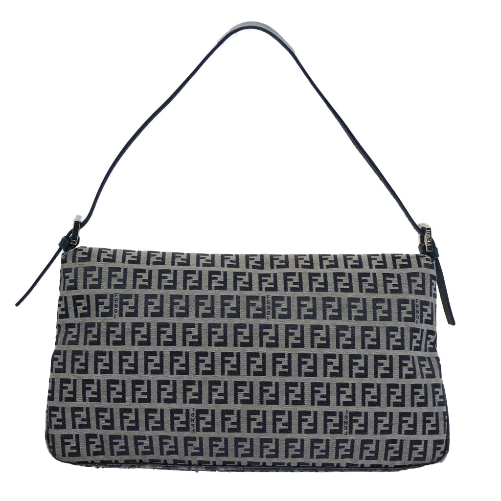 FENDI Zucchino Canvas Mamma Baguette Shoulder Bag Navy62112