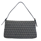 FENDI Zucchino Canvas Mamma Baguette Shoulder Bag Navy62112