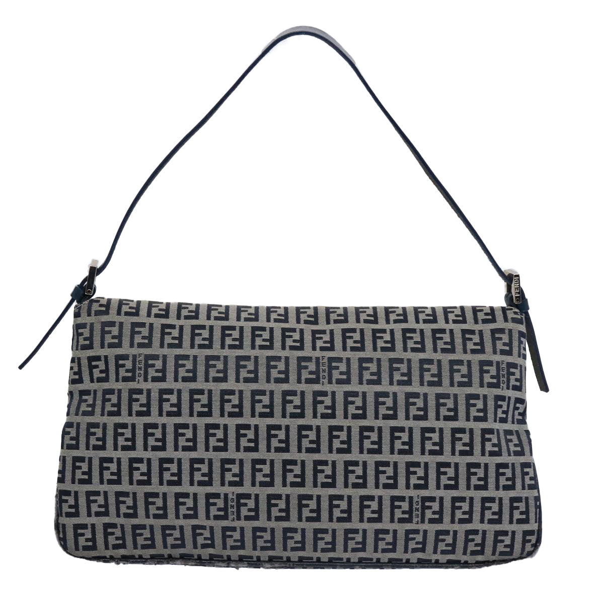 FENDI Zucchino Canvas Mamma Baguette Shoulder Bag Navy62112