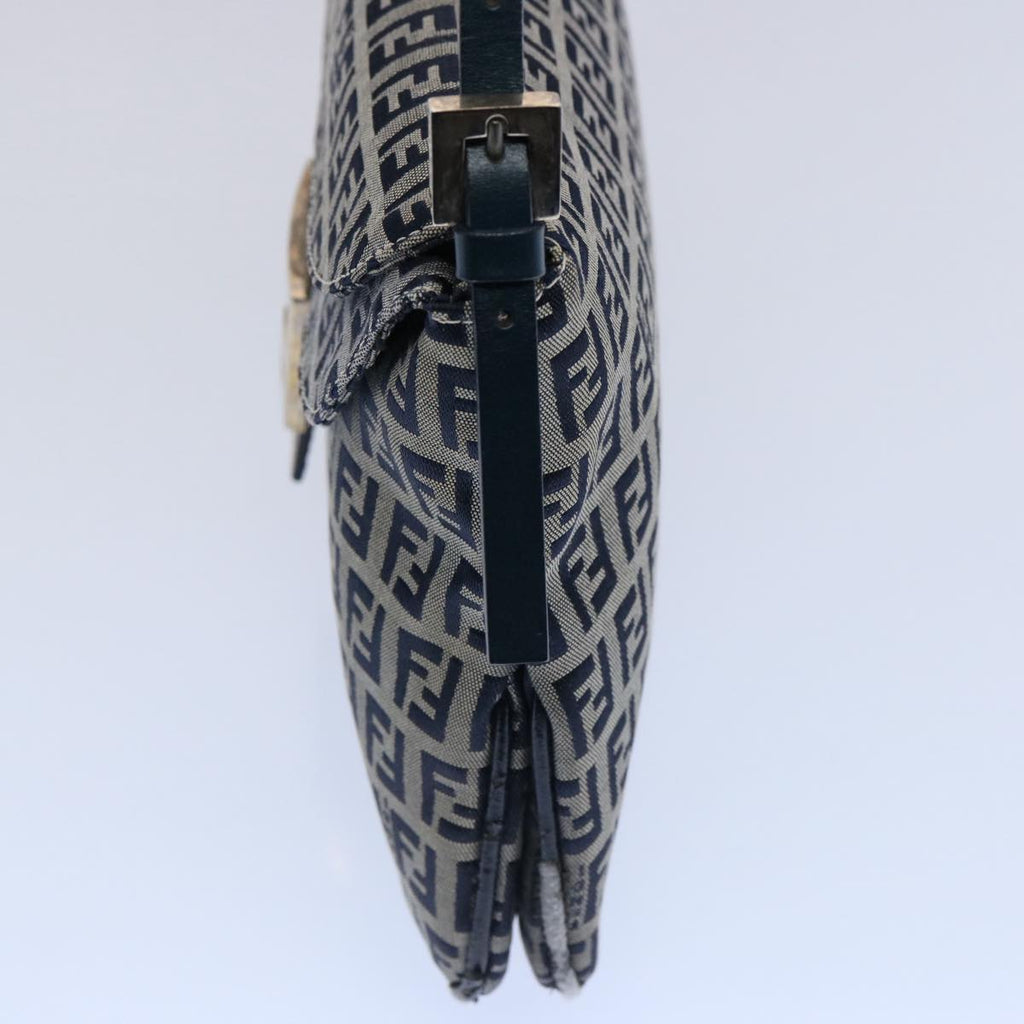 FENDI Zucchino Canvas Mamma Baguette Shoulder Bag Navy62112