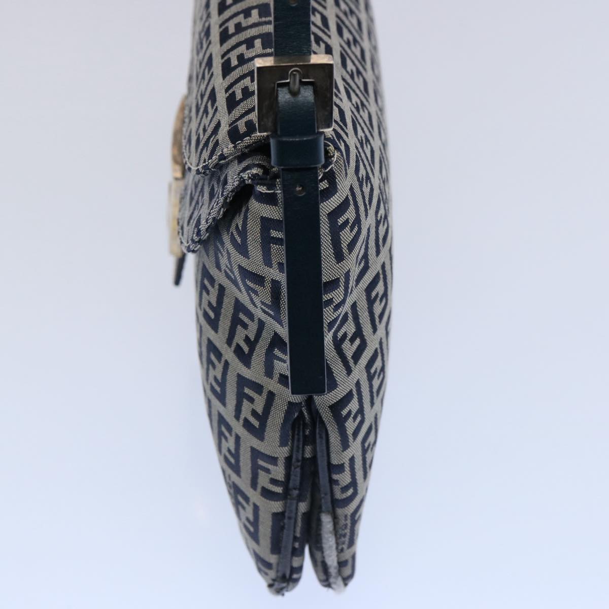 FENDI Zucchino Canvas Mamma Baguette Shoulder Bag Navy62112