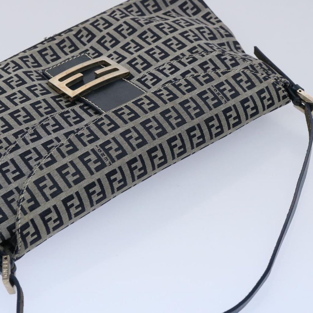 FENDI Zucchino Canvas Mamma Baguette Shoulder Bag Navy62112