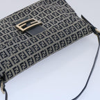 FENDI Zucchino Canvas Mamma Baguette Shoulder Bag Navy62112