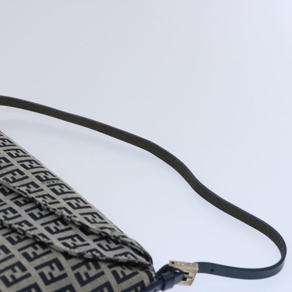 FENDI Zucchino Canvas Mamma Baguette Shoulder Bag Navy62112