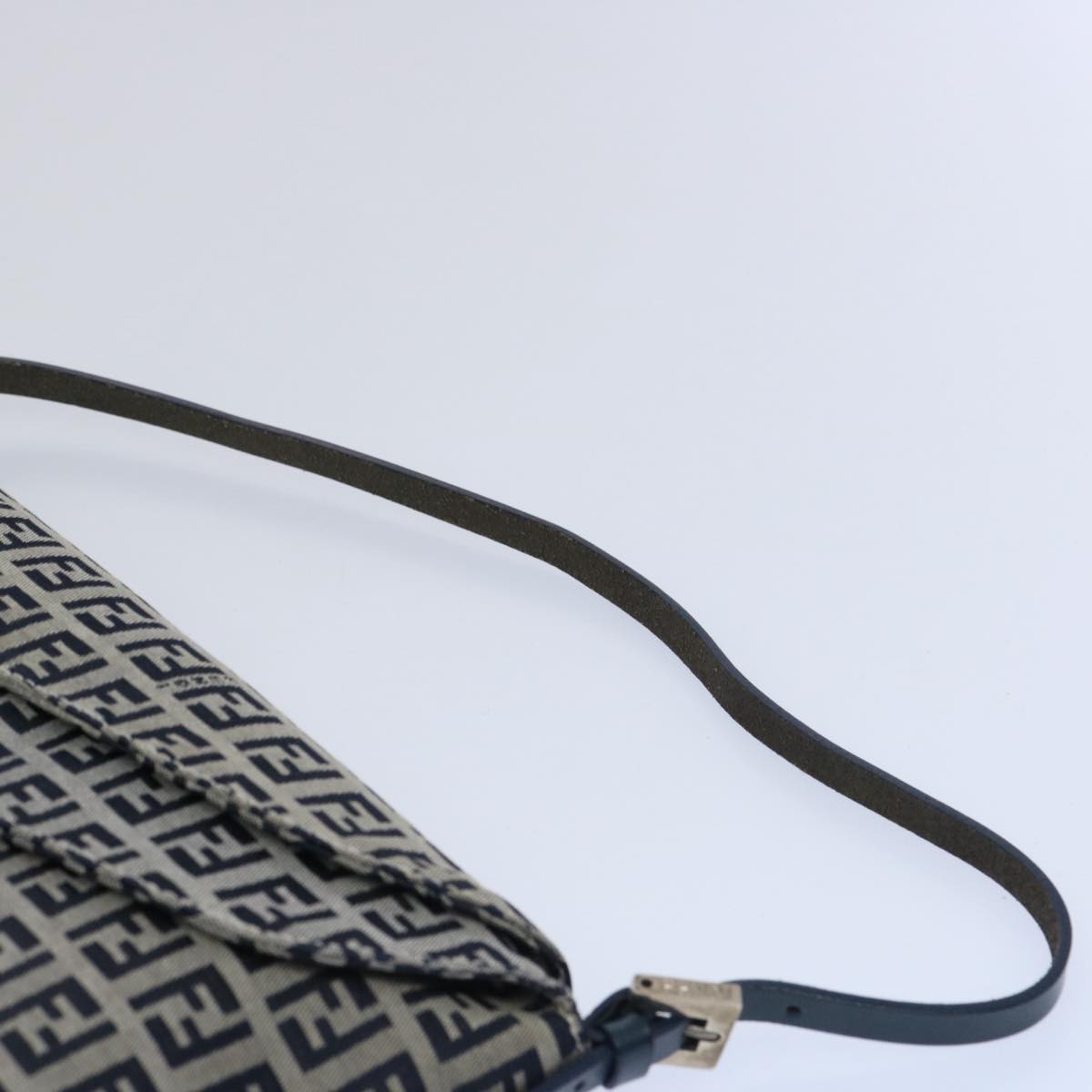 FENDI Zucchino Canvas Mamma Baguette Shoulder Bag Navy62112