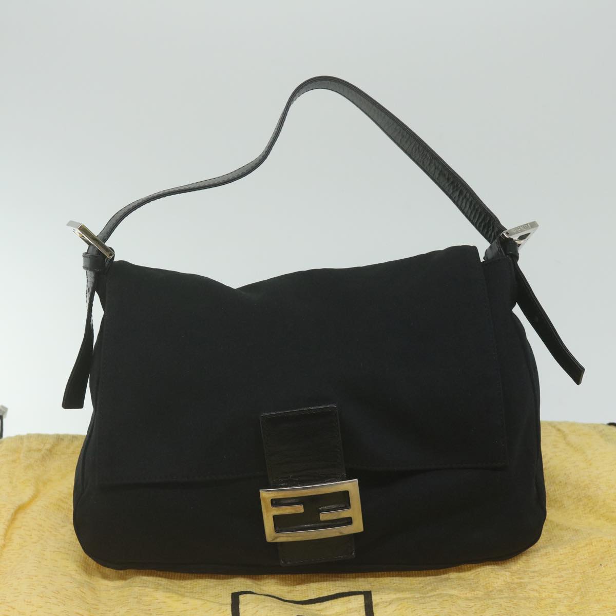 FENDI Mamma Baguette Shoulder Bag Nylon Black62129