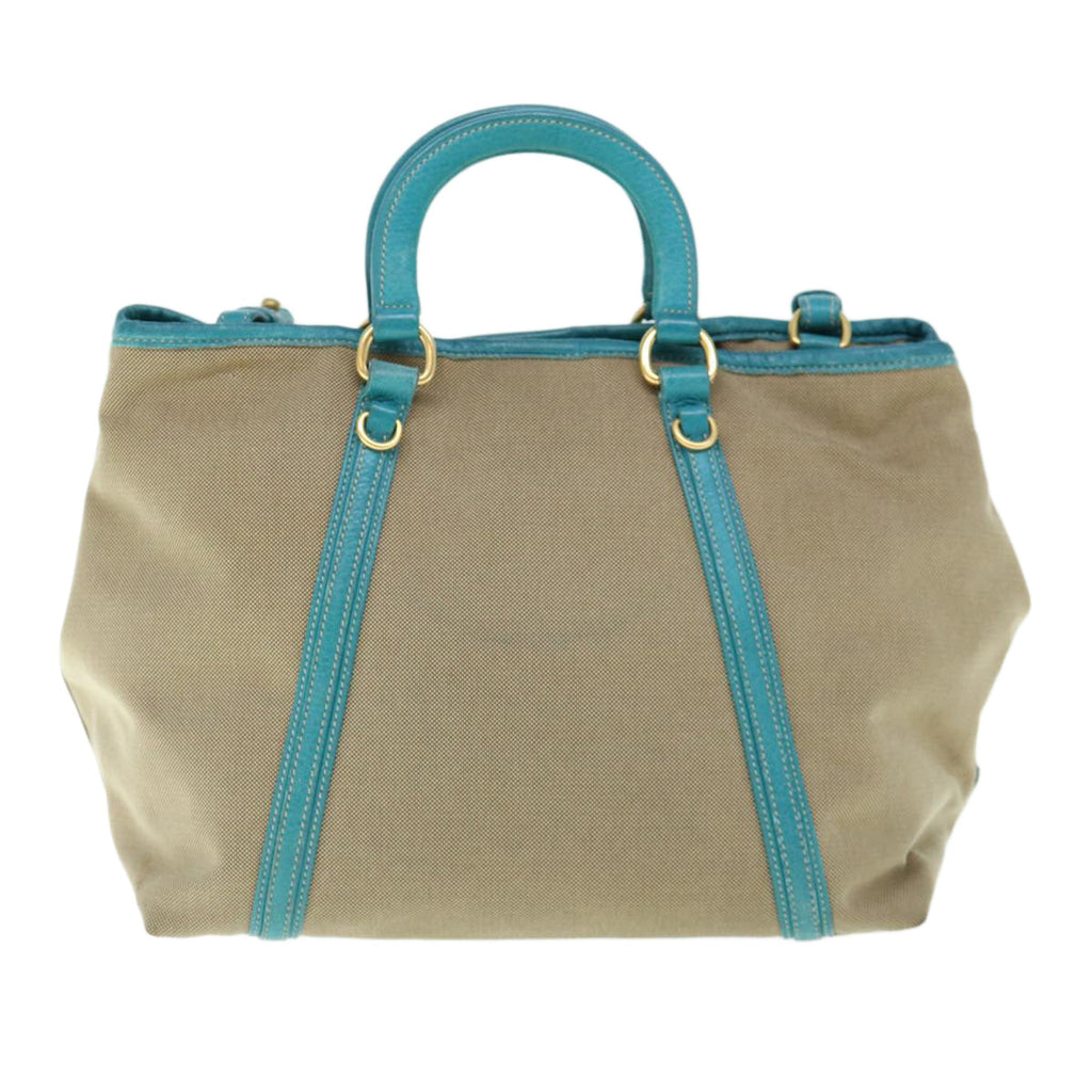 PRADA Hand Bag Canvas 2way Beige Blue  62240