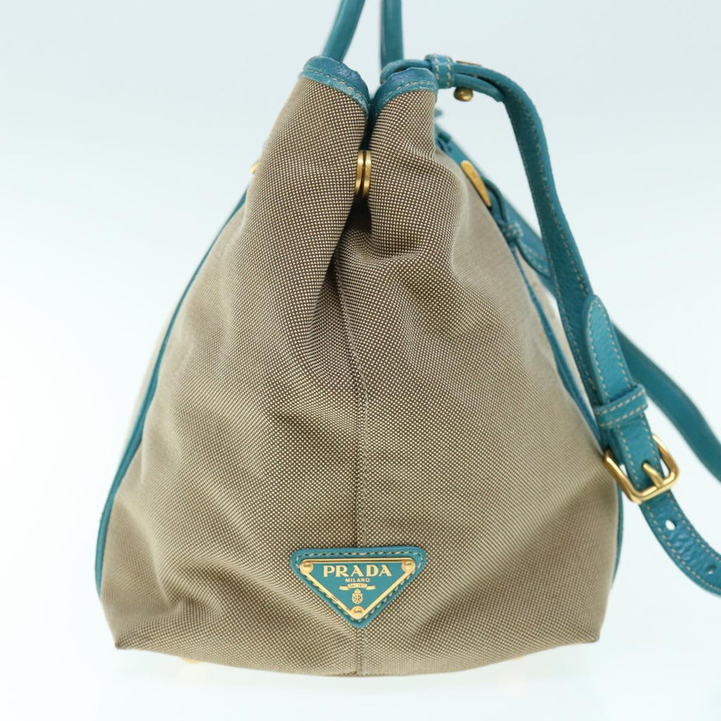 PRADA Hand Bag Canvas 2way Beige Blue  62240