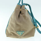 PRADA Hand Bag Canvas 2way Beige Blue  62240