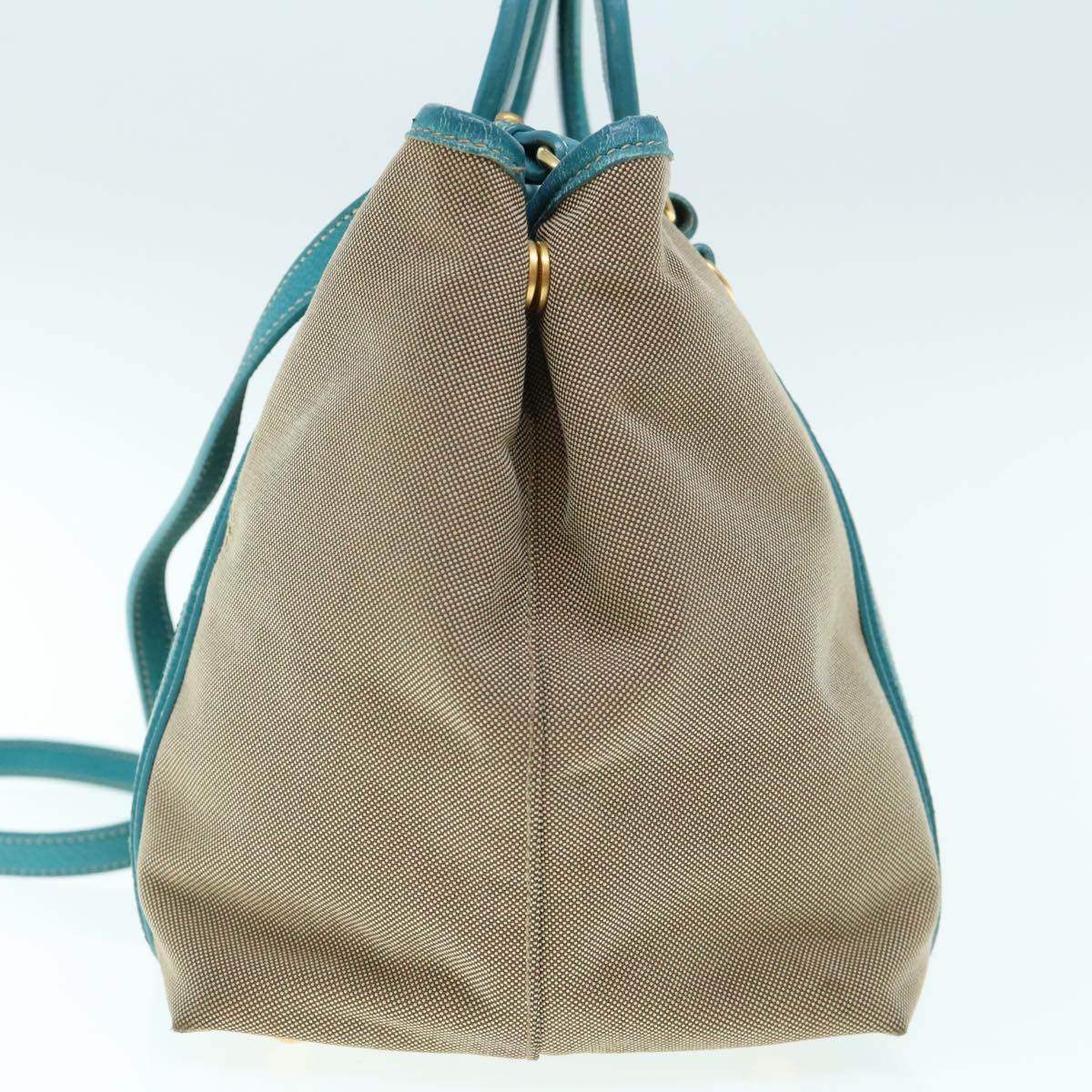 PRADA Hand Bag Canvas 2way Beige Blue  62240