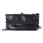Fendi Medium Kan I Scallop and Stud Detail Shoulder in Black Calf Leather