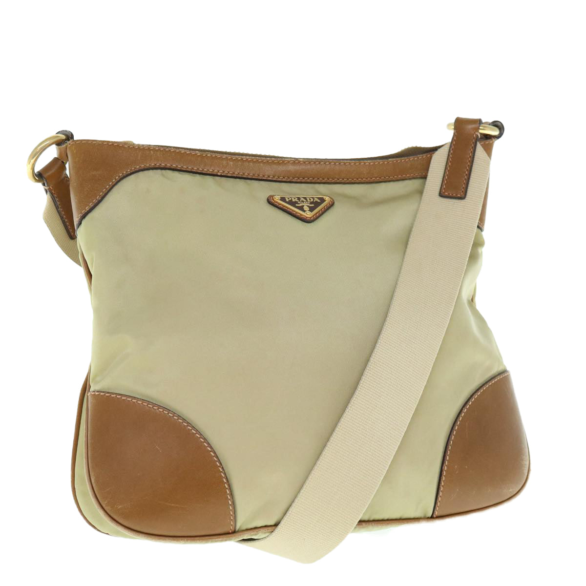 PRADA Shoulder Bag Nylon Beige  62328