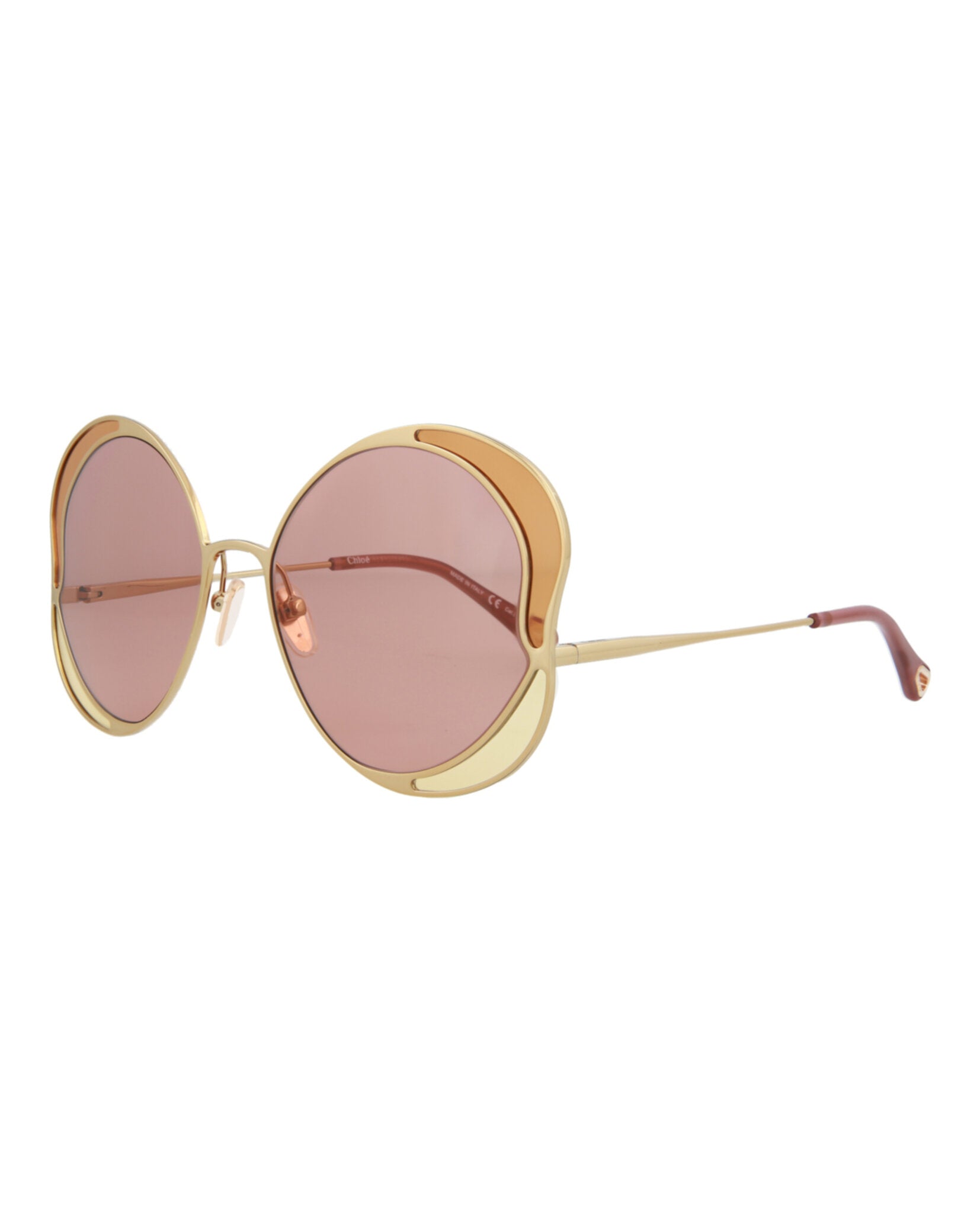 Chloe Round-Frame Metal Sunglasses