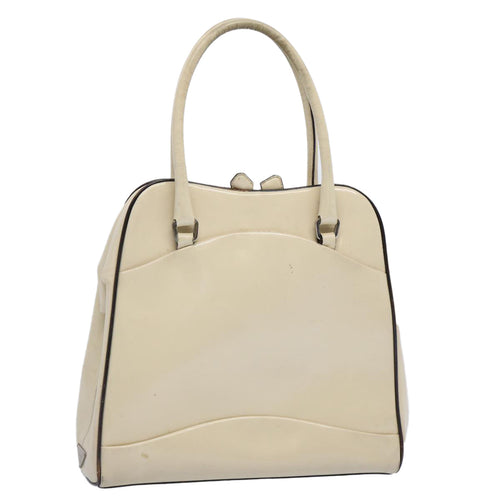 PRADA Hand Bag Patent leather Cream  62443