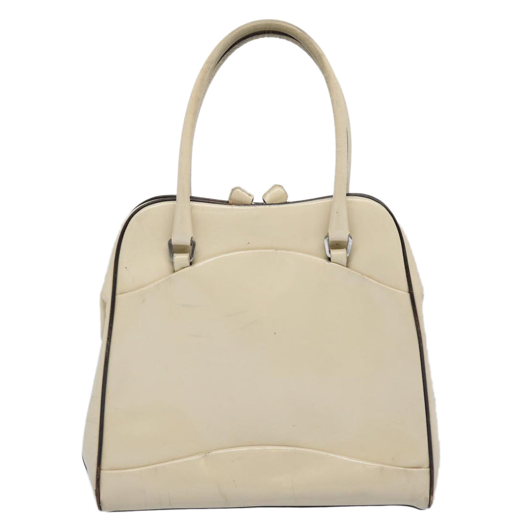 PRADA Hand Bag Patent leather Cream  62443