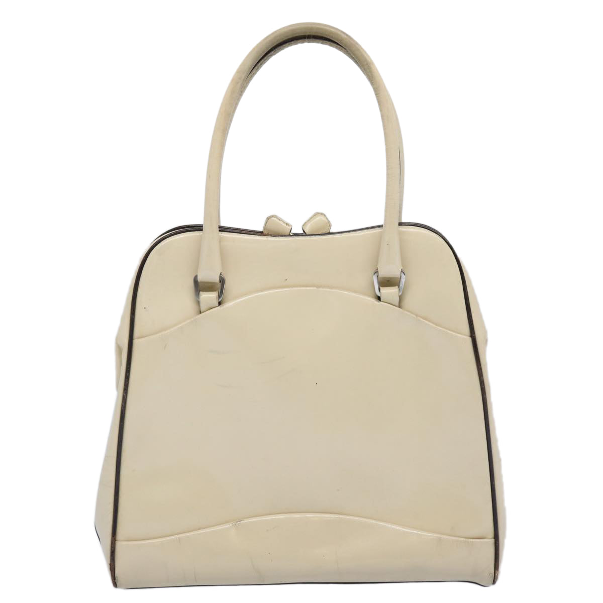 PRADA Hand Bag Patent leather Cream  62443