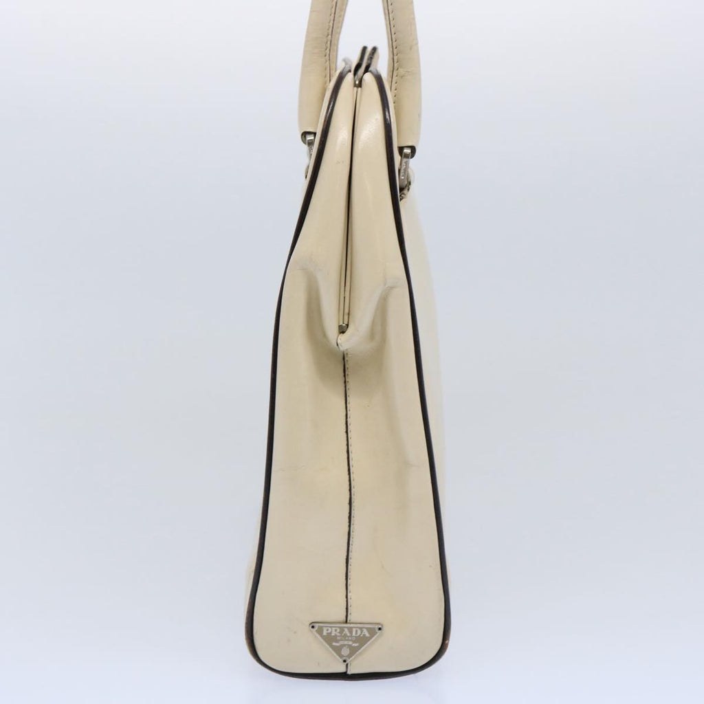 PRADA Hand Bag Patent leather Cream  62443