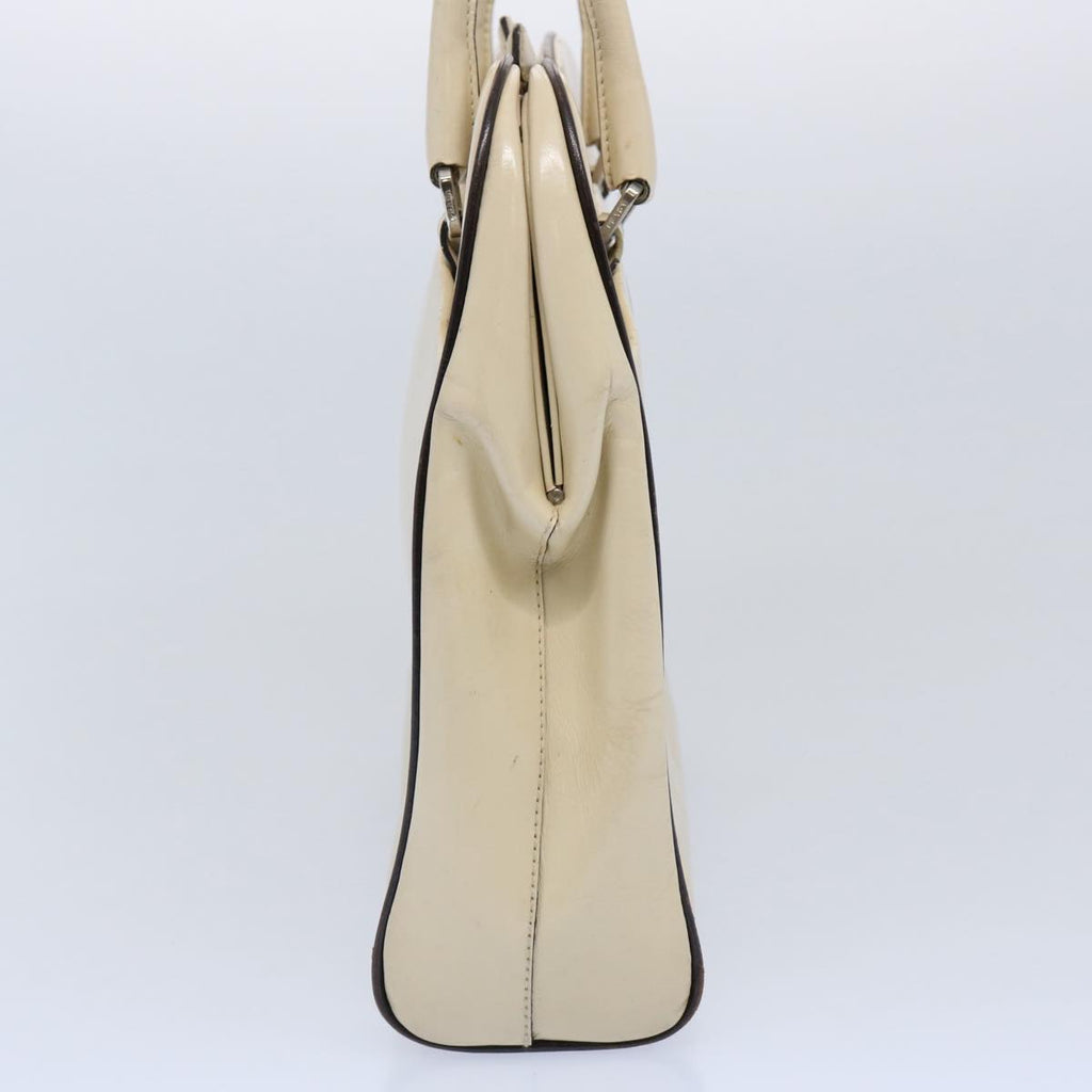 PRADA Hand Bag Patent leather Cream  62443
