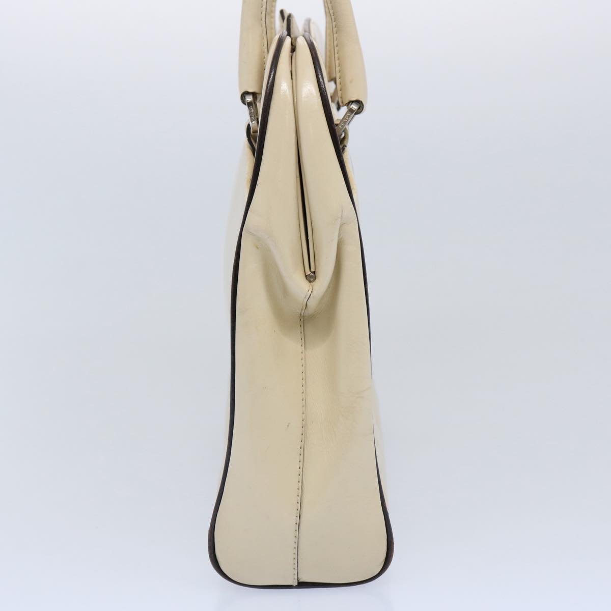 PRADA Hand Bag Patent leather Cream  62443