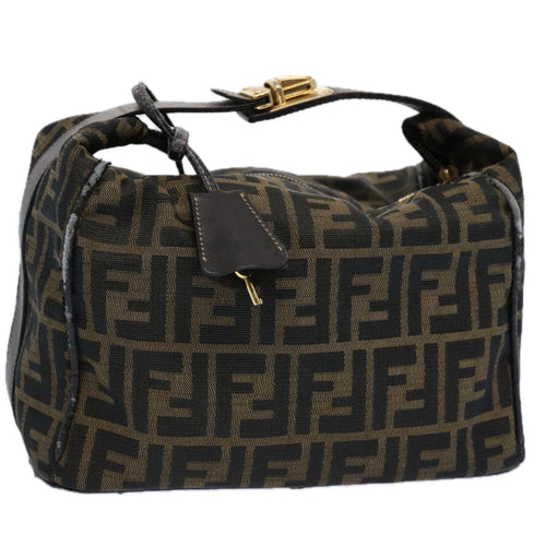 FENDI Zucca Canvas Vanity pouch Hand Bag Nylon Brown Black62446